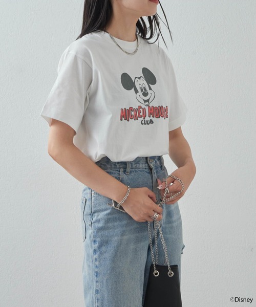 「MICKEY MOUSE」 半袖Tシャツ FREE チャコールグレー レディース_画像7