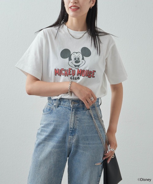 「MICKEY MOUSE」 半袖Tシャツ FREE チャコールグレー レディース_画像8