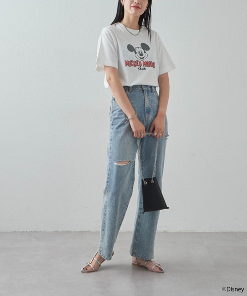 「MICKEY MOUSE」 半袖Tシャツ FREE チャコールグレー レディース_画像9