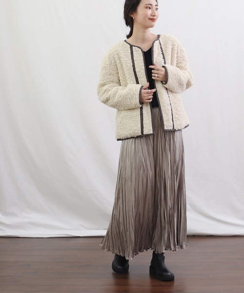 「Gready Brilliant」 「AuieF」ノーカラージャケット 38 アイボリー レディース_画像2