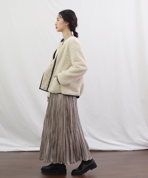 「Gready Brilliant」 「AuieF」ノーカラージャケット 38 アイボリー レディース_画像3