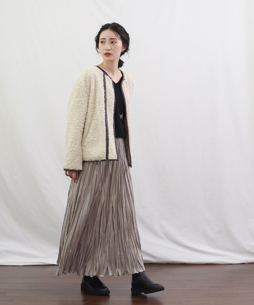 「Gready Brilliant」 「AuieF」ノーカラージャケット 38 アイボリー レディース_画像5