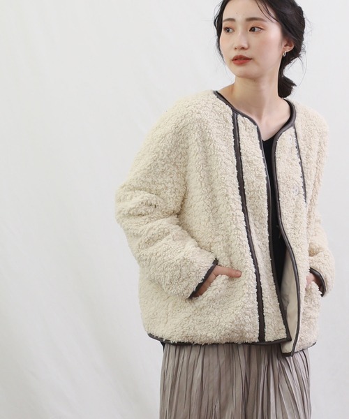 「Gready Brilliant」 「AuieF」ノーカラージャケット 38 アイボリー レディース_画像6