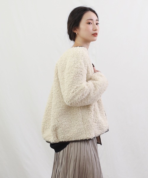 「Gready Brilliant」 「AuieF」ノーカラージャケット 38 アイボリー レディース_画像7