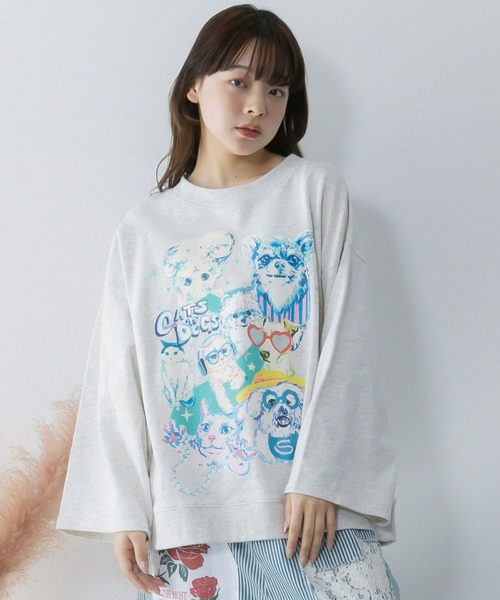 ◎703 スカラー ねこちゃん トレーナー？ ScoLar（スカラー） トレーナー スウェット 猫刺繍裏毛PO レディース