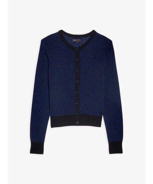 美品　agnès b. ネイビー 長袖カーディガン サイズ2 agnes b.（アニエスベー） ニットカーディガン 2 ネイビー レディース