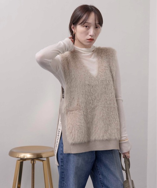 「Eimee Law」 ニットベスト 38 アイボリー レディース_画像9