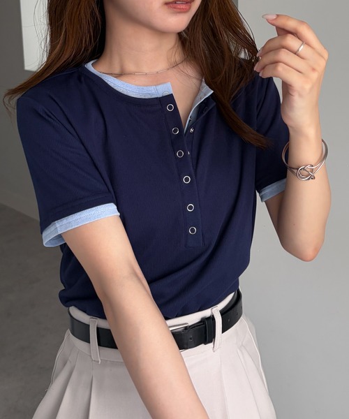 RANAN（ラナン） ヘンリーネック tシャツ 半袖 レイヤードヘンリー