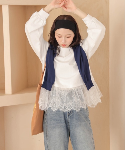 La-gemme（ラジェム） tシャツ 裾レーストップス レディース