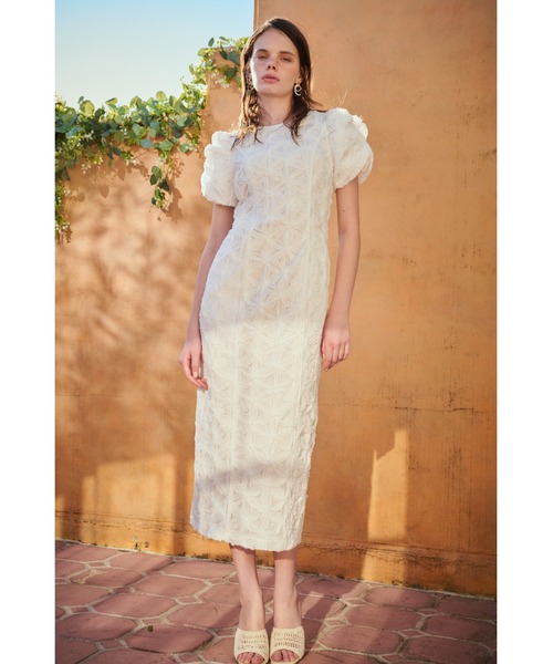 【正規品】Estella.K クロスネックタイ フラワー ドレス ERADIE Estella.K ワンピース Butterfly Lace Midi Dress 3Dフラワー