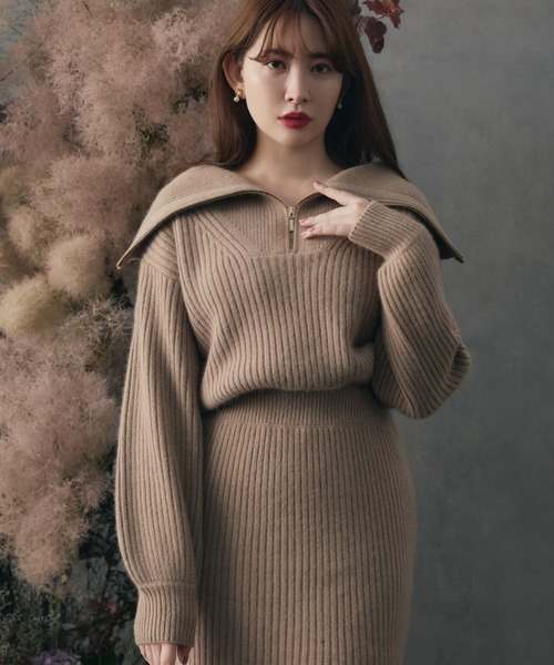 「Her lip to」 ニットワンピース S ベージュ レディースの画像