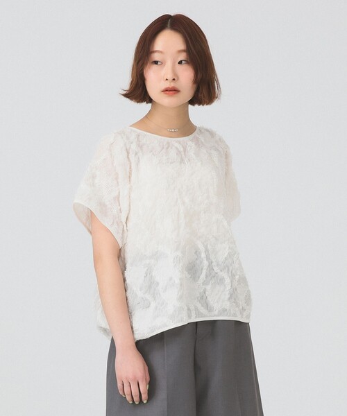 Ray Beams 刺繍入りホワイトチュニック 半袖 【公式ショッピングサイト】