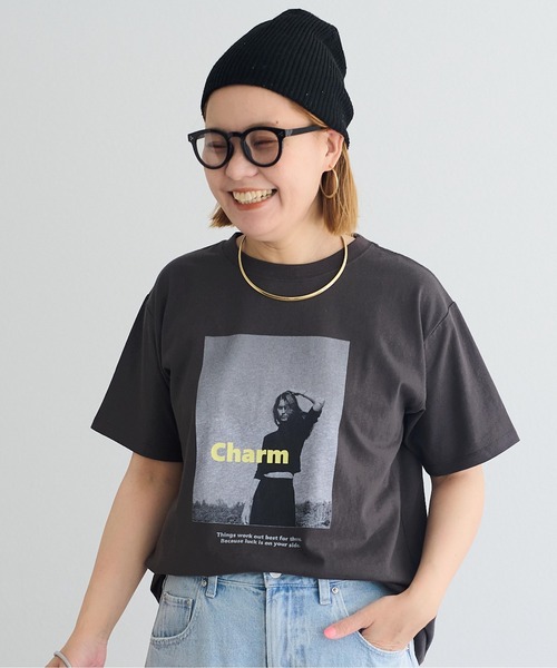 「PUAL CE CIN」 半袖Tシャツ FREE チャコールグレー レディース_画像7