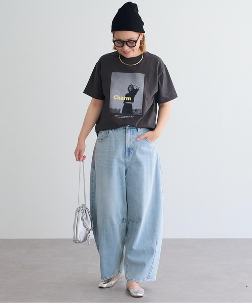 「PUAL CE CIN」 半袖Tシャツ FREE チャコールグレー レディース_画像8