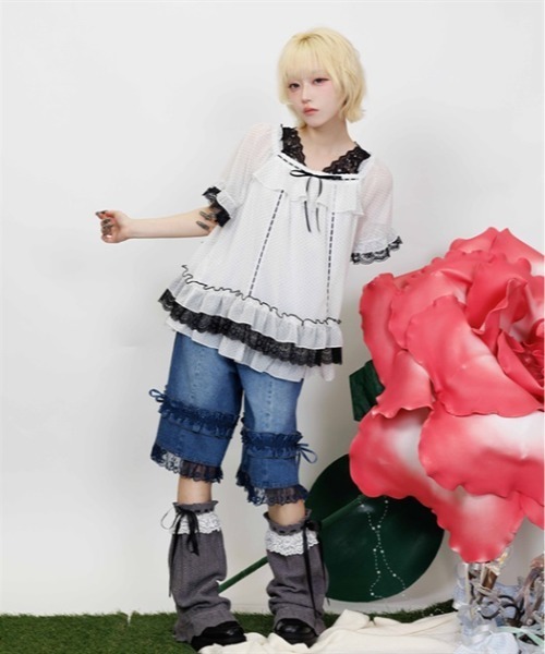 myu：loret（ミュウロレット） ブラウス シャツ 半袖 ドットプリント