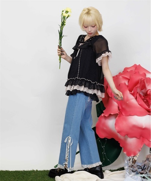 myu：loret（ミュウロレット） ブラウス シャツ 半袖 ドットプリント