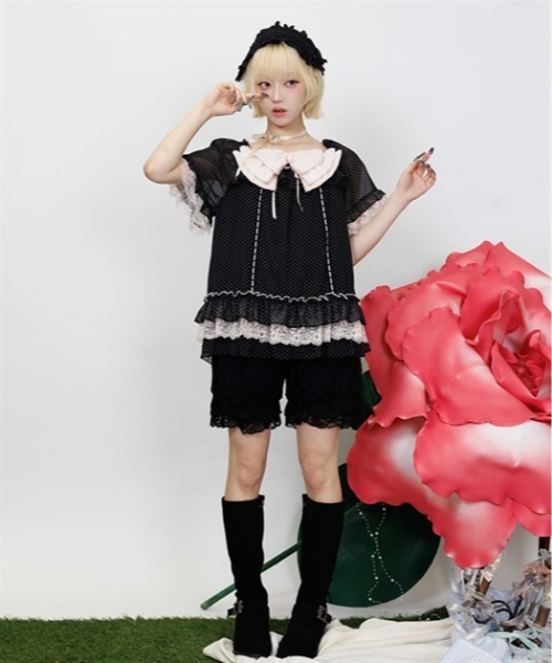 myu：loret（ミュウロレット） ブラウス シャツ 半袖 ドットプリント