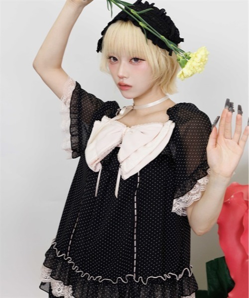myu：loret（ミュウロレット） ブラウス シャツ 半袖 ドットプリント