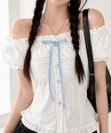 tシャツ 「3色展開」リボンギャザードットオフ...の詳細画像3