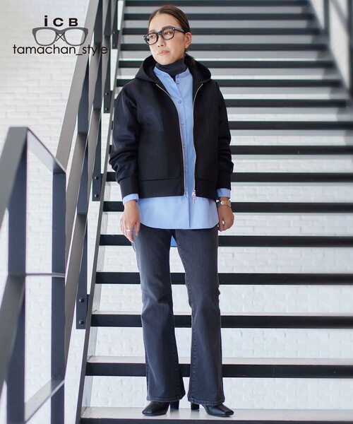 「ICB」 ジップアップパーカー SMALL ブラック レディース_画像3