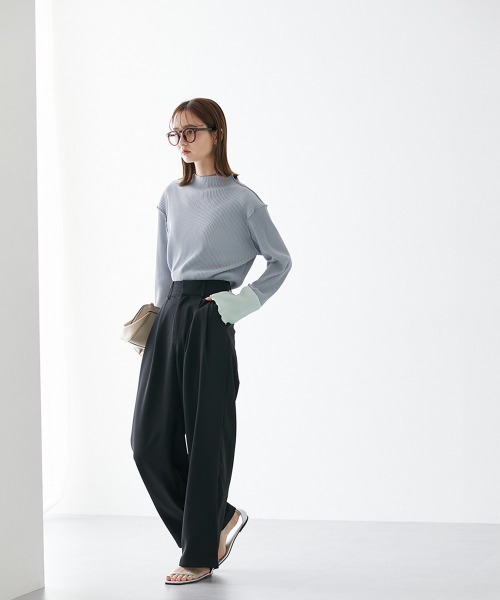 「nissen」 「seeda」スラックス M グレイッシュベージュ レディース_画像2