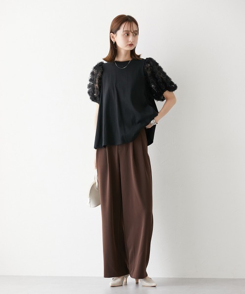 「nissen」 「seeda」スラックス M グレイッシュベージュ レディース_画像8