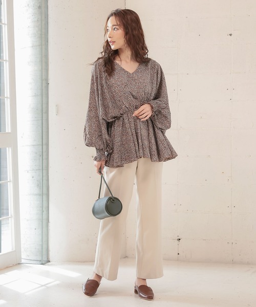 ブラウス シャツ bell-sleeve organdy tops レディース ＆HALF ブラウス シャツ オーバーサイズベーシックルーズシャツ