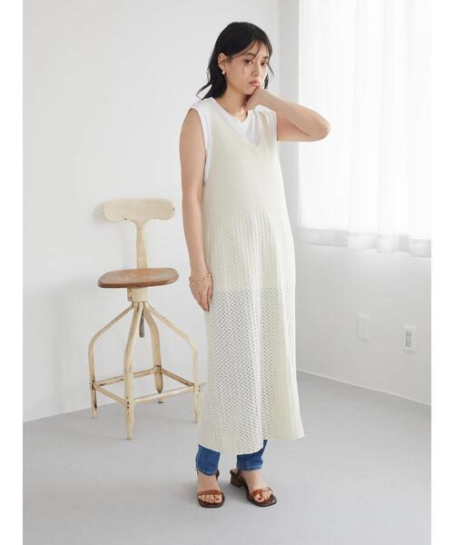 【chiiさま専用】rielle riche ニットキャミワンピ rielle riche リブニットフレアキャミワンピース jaquard - メルカリ