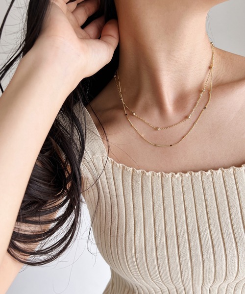 Urban Outfitters☆ ボールチェーン・レイヤーネックレス ボールチェーン × コード レイヤード リボン ネックレス – GOLDY