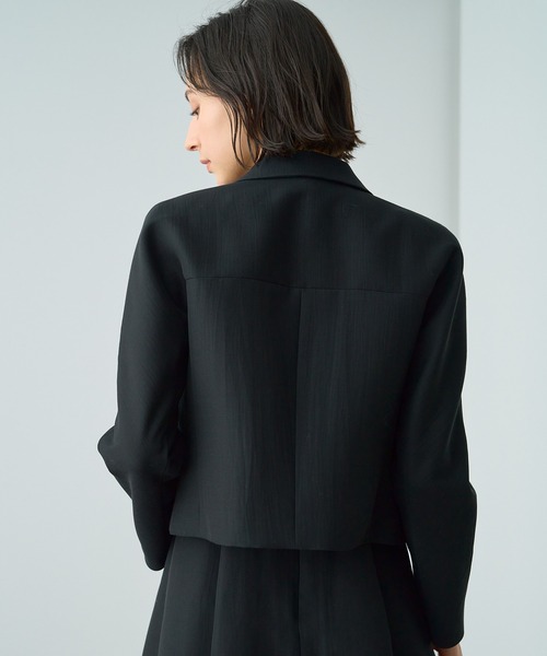 ANAYI　ノーカラージャケット ブラック ANAYI ジャケット ノーカラージャケット ストレッチクロスノー