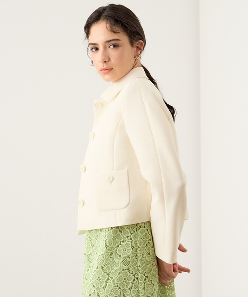 美品♡ ANAYI ノーカラー レザージャケット ジップアップ アイボリー ANAYI ジャケット ノーカラージャケット メッシュノーカラー