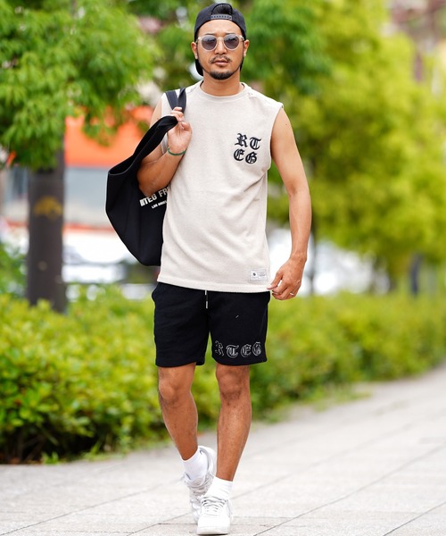 ポンポン スクイグル タンクトップ NAVY adamsJUGGLER タンクトップ ダブルパイルノースリーブ メンズ