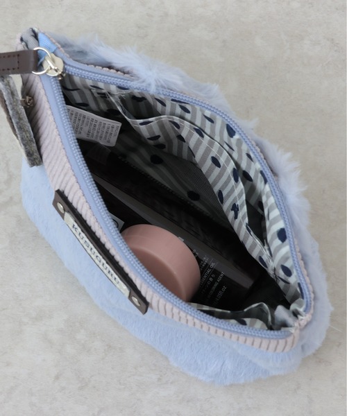 【美品】ポーチ コスメポーチ bon moment｜洗えるフェイクレザー ハンドル付き 化粧ポーチ