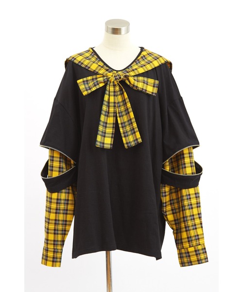 tシャツ オープンジップフェイクレイヤーバリエーションセーラーカットソー レディース メンズ ankoROCK tシャツ オープンジップフェイクレイヤー