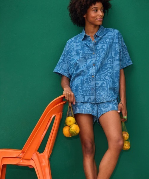 ブラウス シャツ BEACH NOSTALGIA DENI/ロキシー半袖総柄シャツ レディース ROXY ブラウス シャツ BEACH NOSTALGIA DENI/ロキシー半袖総柄