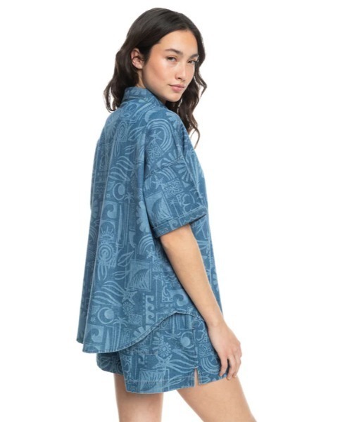 ブラウス シャツ BEACH NOSTALGIA DENI/ロキシー半袖総柄シャツ レディース ROXY ブラウス シャツ BEACH NOSTALGIA DENI/ロキシー半袖総柄