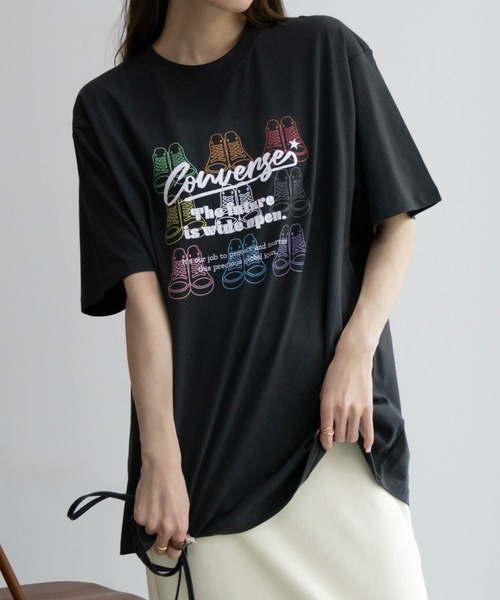 CONVERSE tシャツ カラフルシューズプリントBIGTシャツ