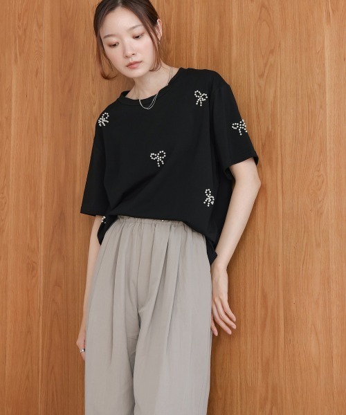 プリティ　リボンパールカットソー セール】リボンパールカットソー（Tシャツ/カットソー）｜PICCIN PERLA