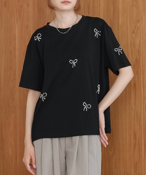BAB（バブ） tシャツ リボンパールTシャツ レディース : ZOZOTOWN