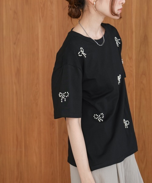 babylclub トップス Tシャツ DIAVEL tシャツ 綿100 パールリボントップス レディース : ZOZOTOWN