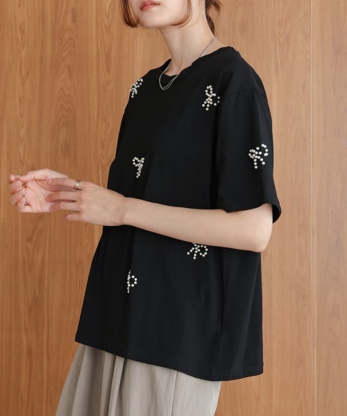 BAB（バブ） tシャツ リボンパールTシャツ レディース : ZOZOTOWN