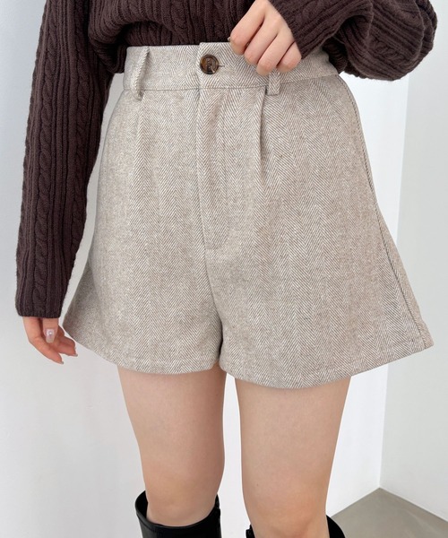 Heather（ヘザー） パンツ ハイウエストヘリンボーンショートパンツ