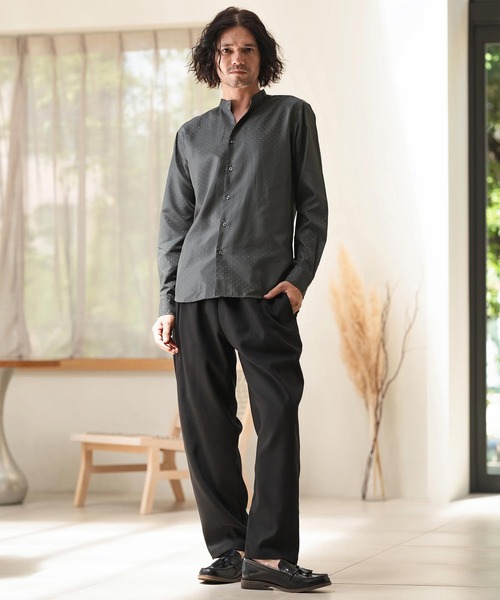 CAMBIO シャツ ms5819-カチオンジャガードスキッパーシャツ メンズ