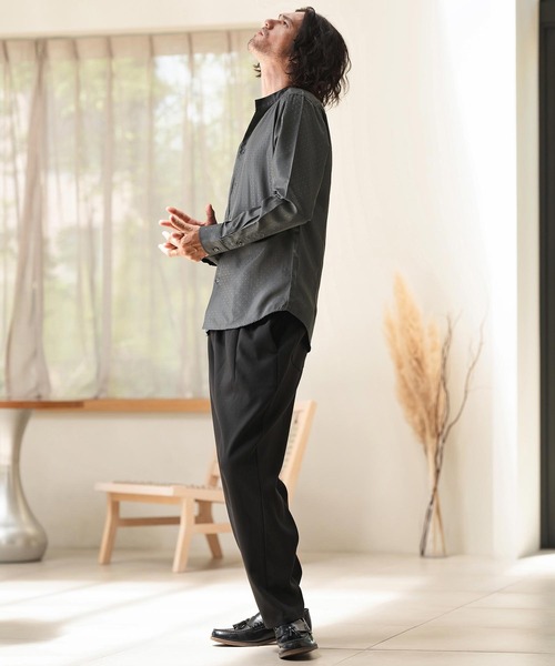 CAMBIO シャツ ms5819-カチオンジャガードスキッパーシャツ メンズ