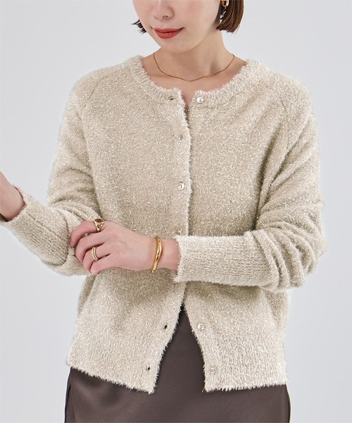ur's（ユアーズ） カーディガン クルーネックラメカーディガン