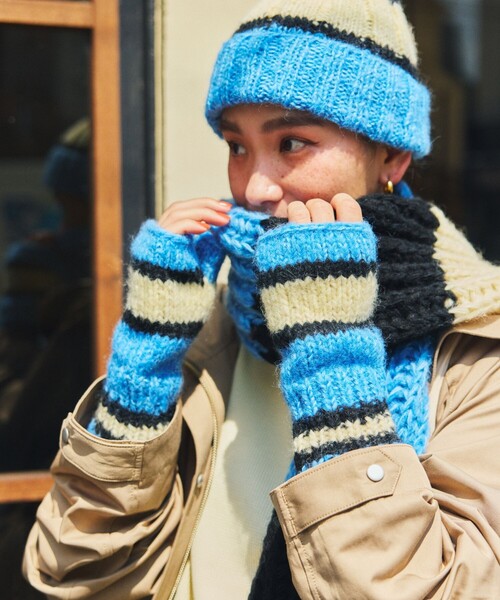 FREAK'S STORE 手袋 HAND KNIT LINE GLOVE レディース メンズ