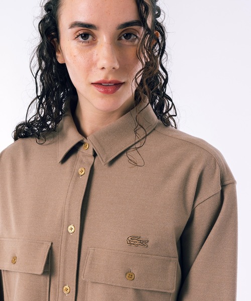 LACOSTE ウールシャツ LACOSTE（ラコステ） ブラウス シャツ ストレッチ ウールライクダブル