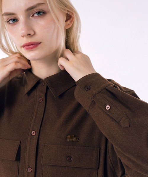 LACOSTE（ラコステ） ブラウス シャツ ストレッチ ウールライクダブル
