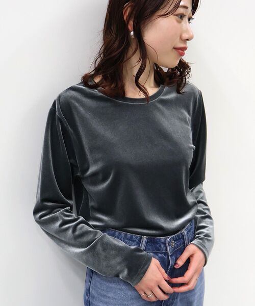 AMERICAN HOLIC tシャツ ベロアクルーネックカットプルオーバー