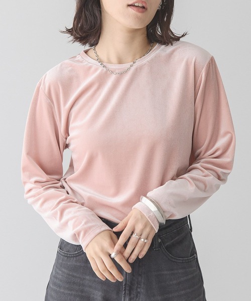 AMERICAN HOLIC tシャツ ベロアクルーネックカットプルオーバー